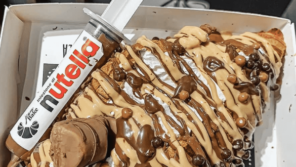 Loaded Waffles With A Nutella Syringe