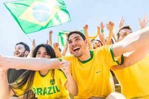 brazilian football supporters celebrating