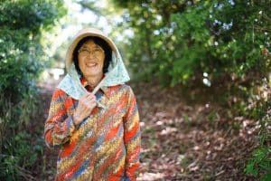 japanese old woman doing farming work