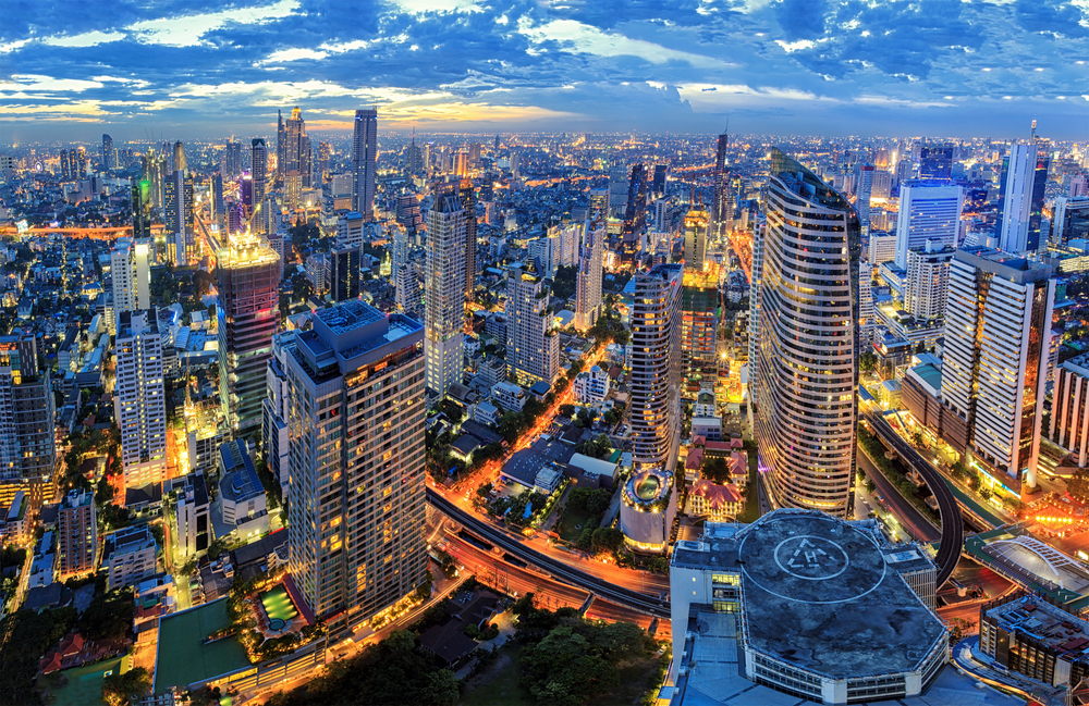 bangkok skyline at night